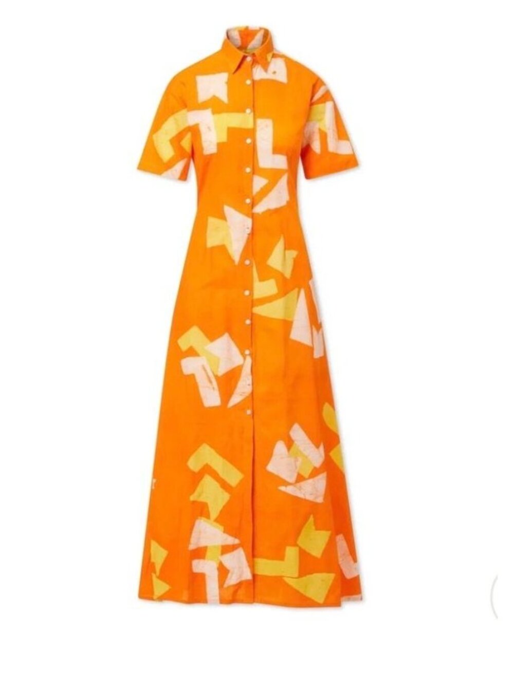 Studio 189 Cotton Short Dress Handmade Orange Button Up Maxi Shirt Dress Small